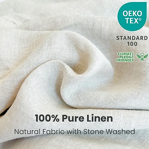 Simple&Opulence 100% Linen Duvet Cover Set 2pcs with Coconut Button Closure Natural French Washed Flax Solid Color Soft Breathable Farmhouse Bedding - Linen, Twin Size Simple&Opulence