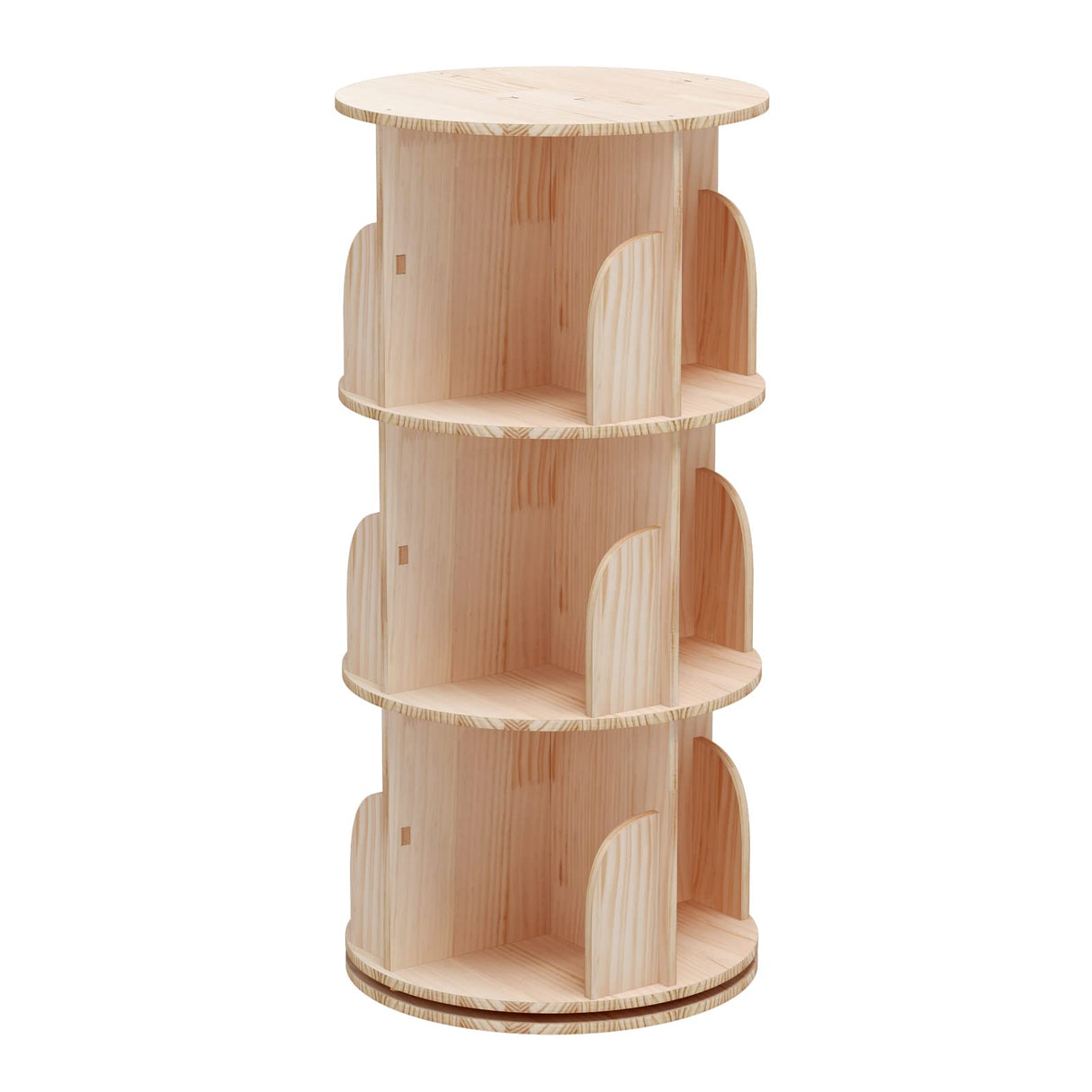 3-Tier Rotating Wood Bookshelf Organizer for Stylish Storage INTEXCA & DESIGN