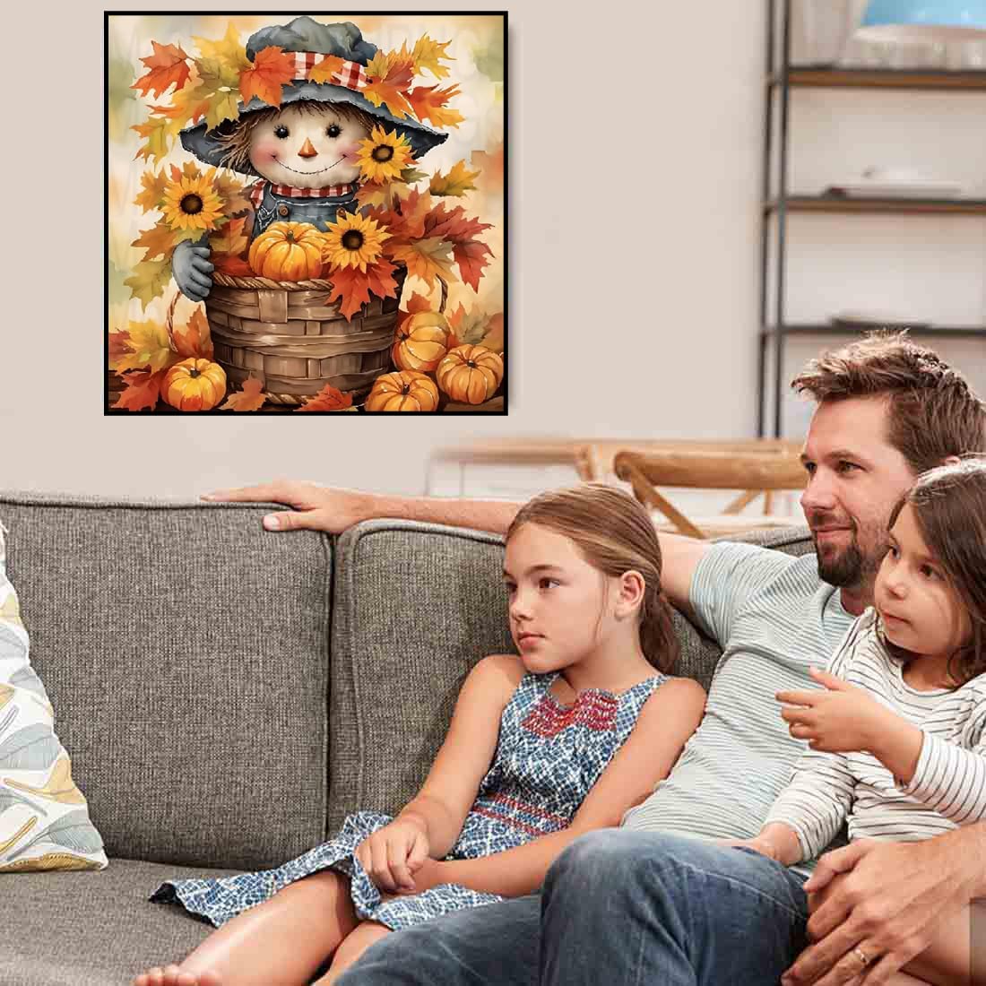 VIGEGU Fall Scarecrow Paint by Numbers Kit for Adults with Framed,Thanksgiving Paint by Number DIY Acrylic Adult Paint by Number Kits for Wall Decor 10x10in VIGEGU