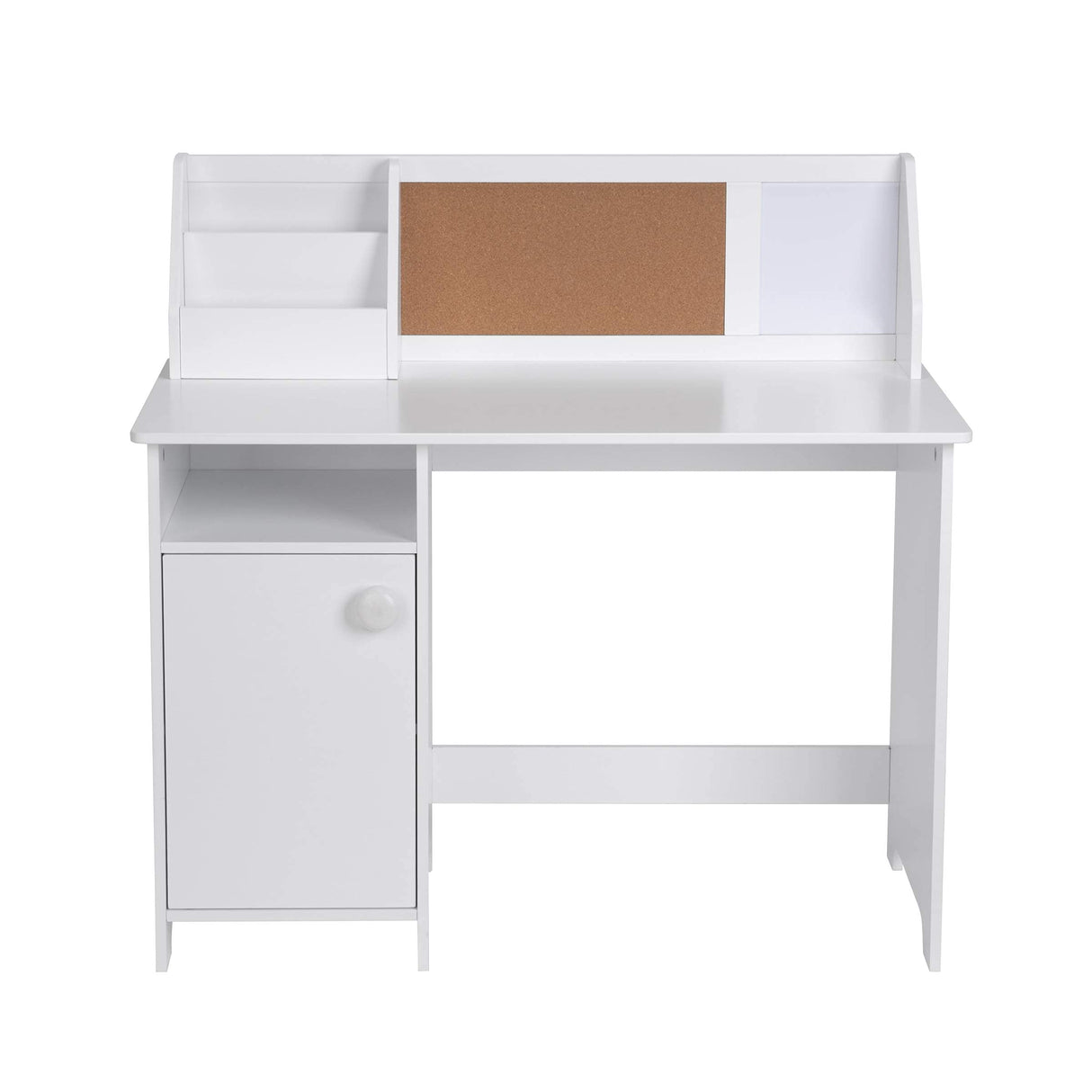 UTEX Kids Study Desk with Storage, Wooden Children School Study Table with Hutch and Storage Cabinet for 3-8 Years Girls Boys, Student's Study Computer Workstation Writing Table, White UTEX