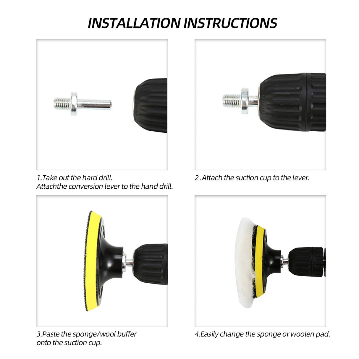 Wool Cutting Pad, Wool Buffing Polishing Pad Set, SPTA 7Pcs 3Inch (80mm) Wool Buffing Wheel for Drill Lambs Wool Hook and Loop for Compound Cutting & Polishing for Car Polisher SPTA