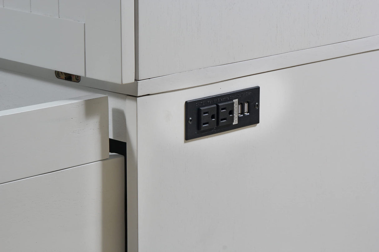 Mega Solutions Murphybedz Tuscany Murphy Cabinet Chest Bed with Charging Station 6 Inch, Queen (White) Mega Solutions