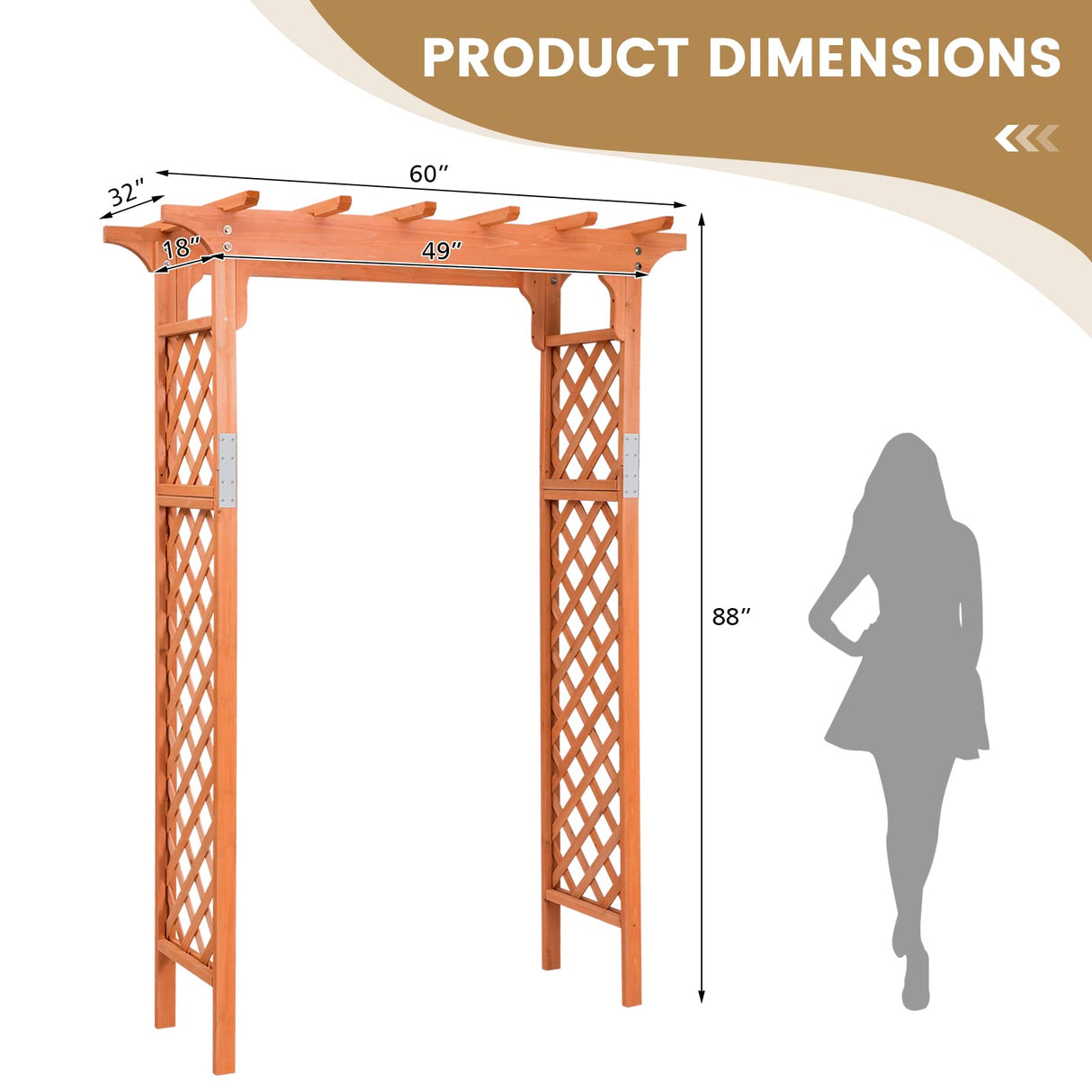 Moccha Wood Garden Arch, 7.3Ft Outdoor Pergola Archway for Climbing Plant Rose Vines, 88 Inch Backdrop Stand Wedding Arches, Garden Arbor Trellis for Lawn Bridal Party Decoration Ceremony LDAILY
