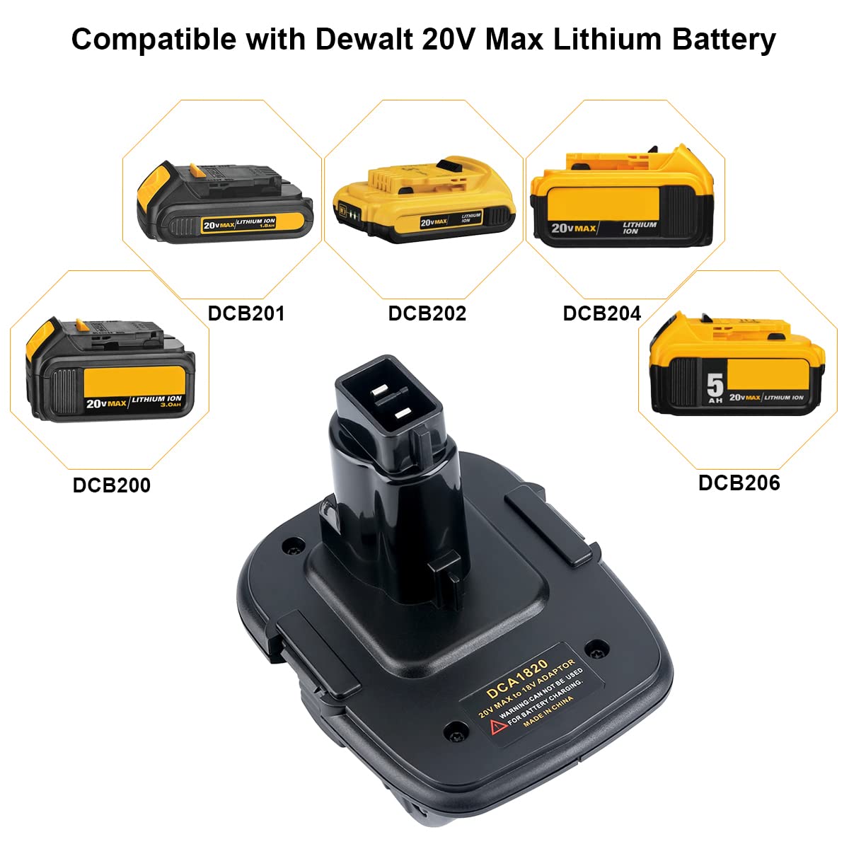 Biswaye DCA1820 Adapter 18V to 20V Compatible with Dewalt, Compatible with Dewalt 20V Lithium Battery DCB206 DCB207 to 18V XRP NiCad NiMh Battery DC9096 DW9096 DC9098 DC9099 DW9099 Biswaye