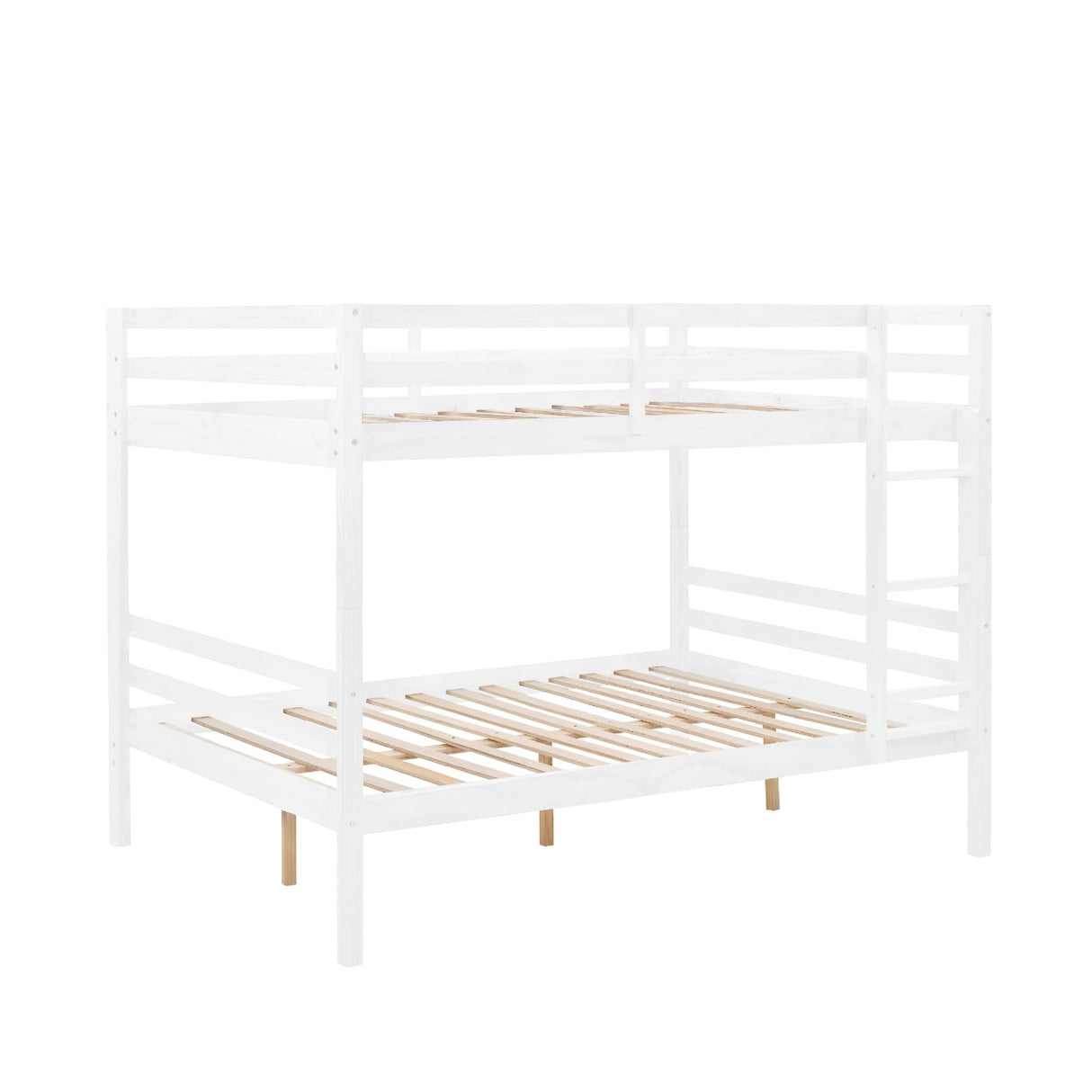 FLEXISPOT Full Over Full Solid Wood Bunk Bed with Ladder,Wooden Bunk Bed with High Guardrail and Ladder for Kids, Teens, Dorm Rooms, and Guest Rooms,No Box Spring Needed,White FLEXISPOT