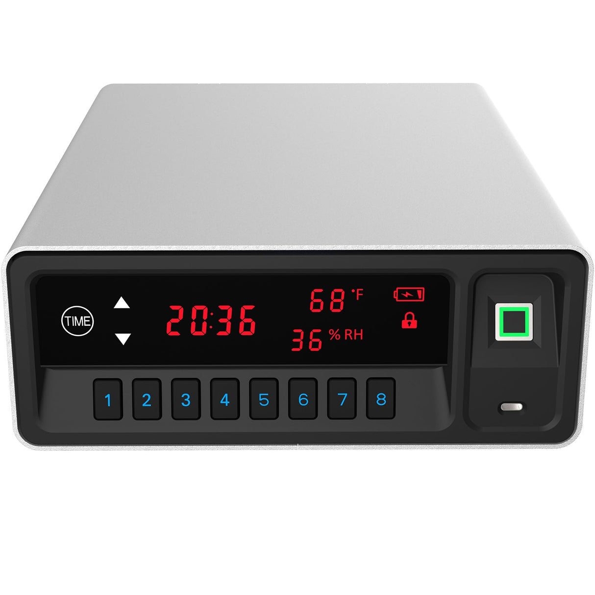 QINGENO Smart Gun Safe with Security Cable - Biometric Pistol Safe for 2 Handgun 3 Ways Quick Access with Fingerprint/Keypad/Key, for Nightstand Bedside Home with LCD and Voice Guide (Grey) QINGENO