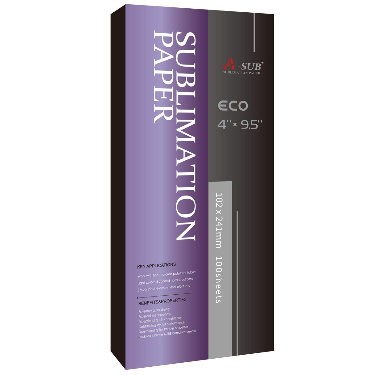 A-SUB Sublimation Paper 4x9.5 Inch for DIY Unique Christmas Gifts Compatible with Inkjet Printer which Match Sublimation Ink 100 Sheets A-SUB