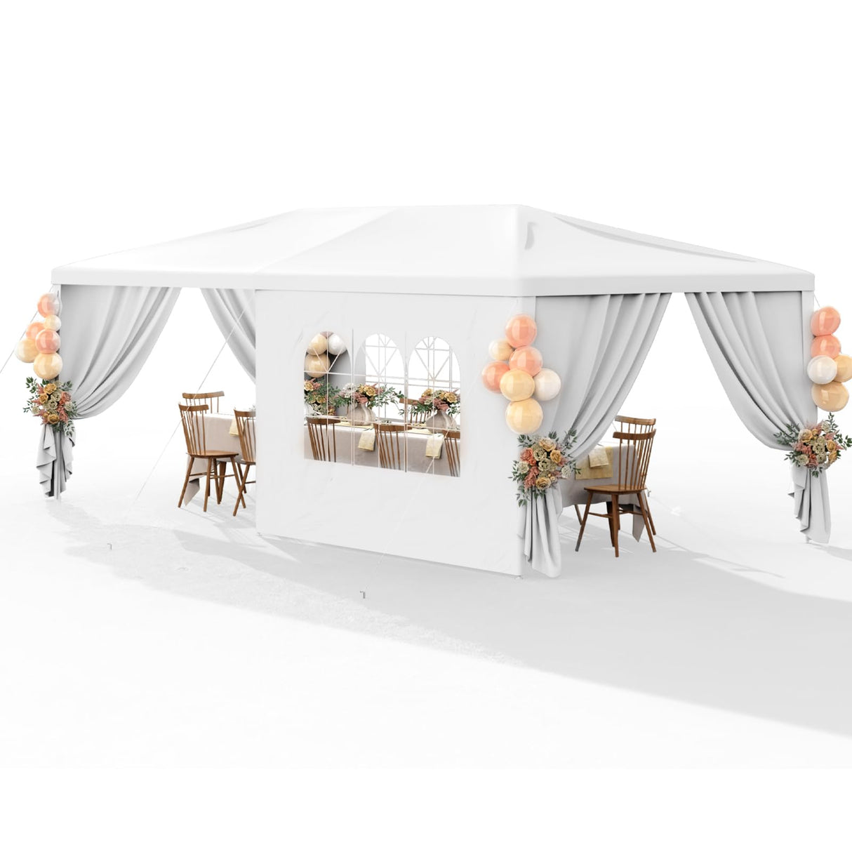 Susici 10x20 Outdoor Gazebo Canopy Party Tent with 4 Removable Sidewalls & Transparent Windows,Outside Gazebo Event Tent for Weddings, Birthdays, Garden Parties, and Backyard Patio BBQ Events susici