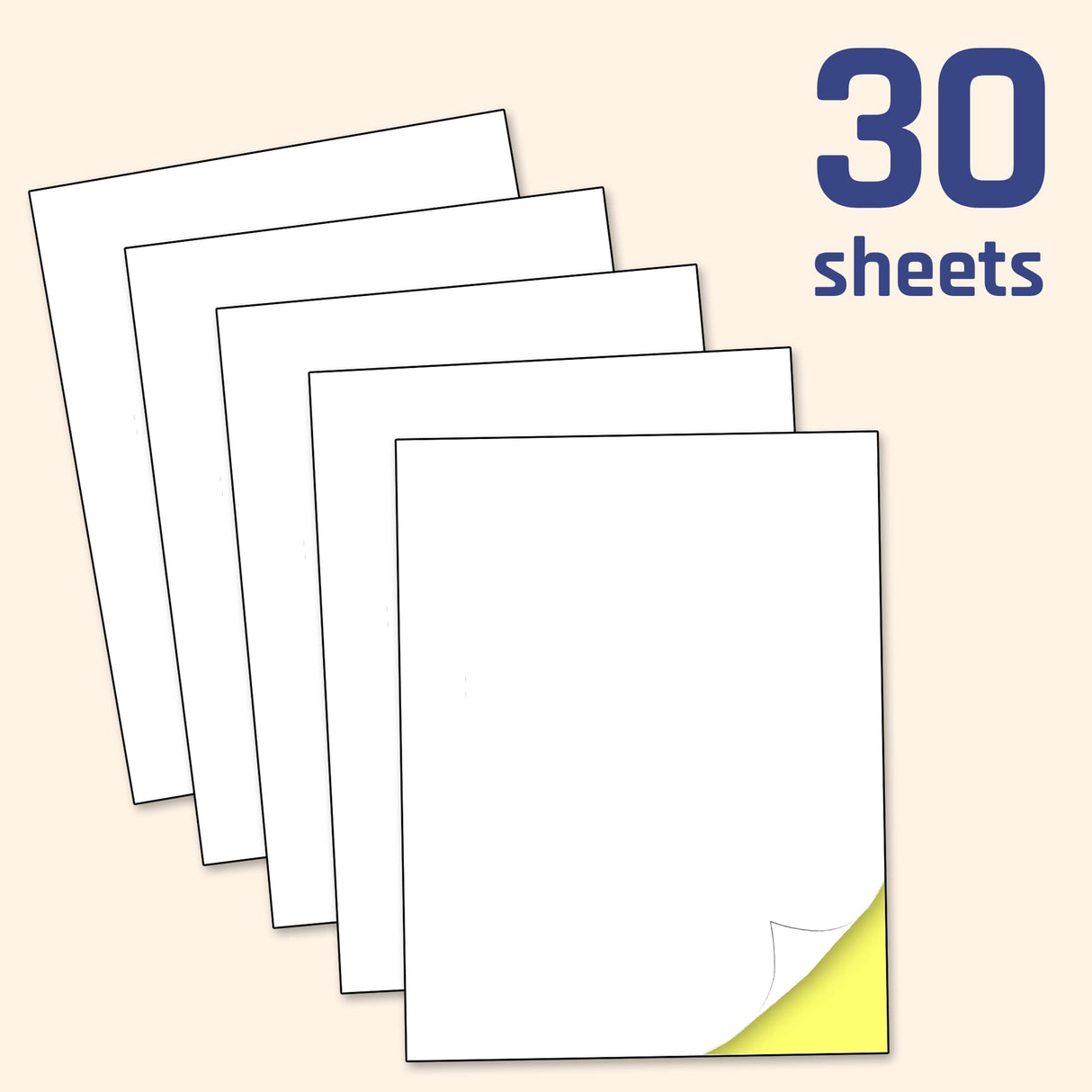 30 Sheets, Printable White Sticker Paper, Laser/Inkjet Printing - Matte, Letter Size (8.5" x 11") TownStix