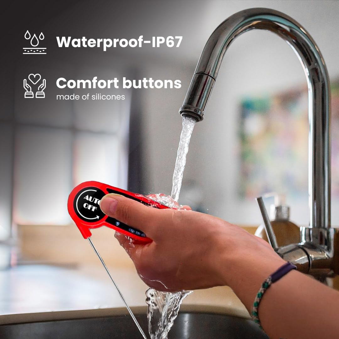 Morning Star Instant Read Digital Meat Thermometer for Cooking,Grilling & BBQ, IP67 Waterproof with LED Backlight, Auto Shut, 4.7 inch 180° Foldable Probe, Built in Bottle Opener with Fridge Magnet Morning Star