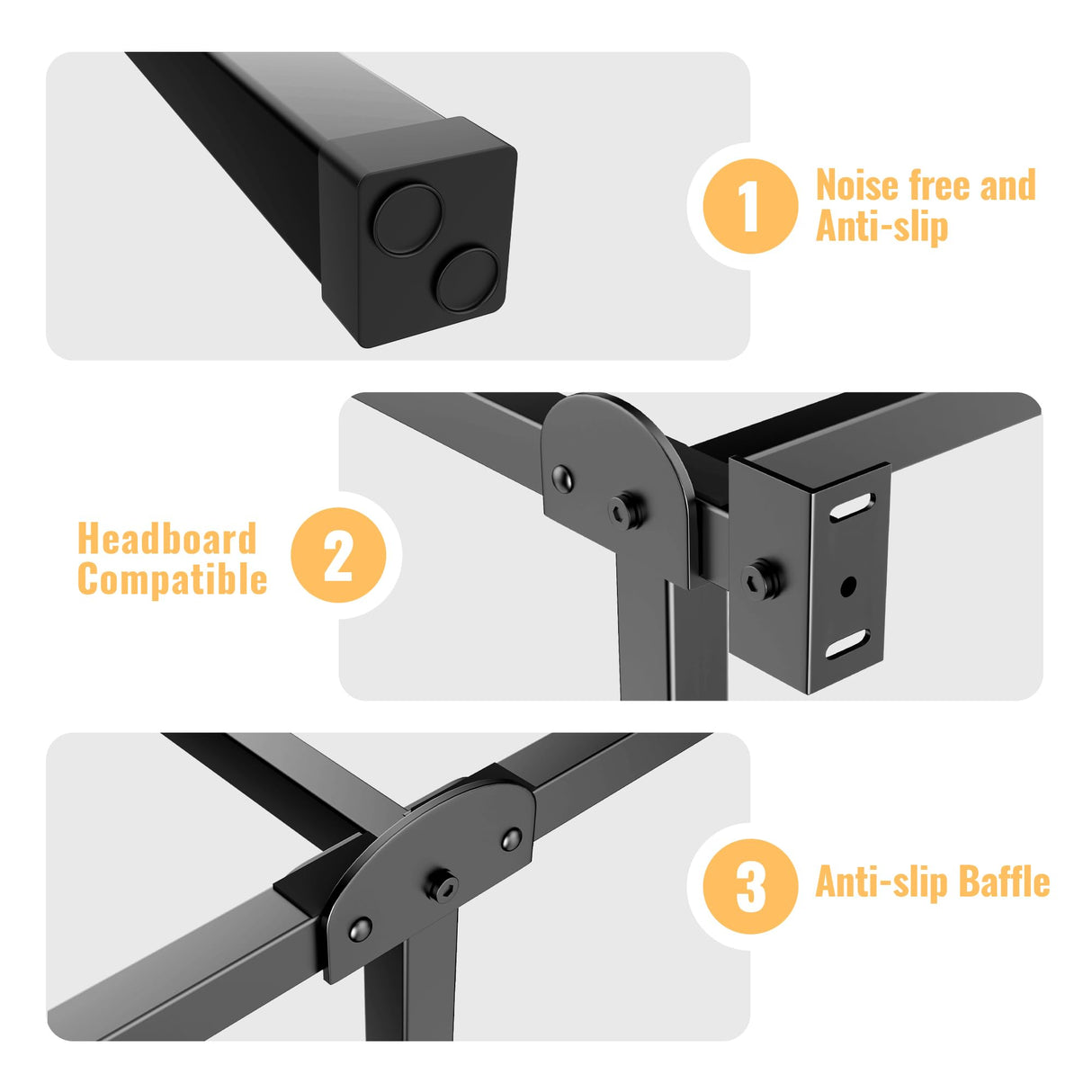 Superay Metal Bed Frame, 9-Leg Bed Base 8 inches Support for Box Spring and Mattress Set, King, Easy Assembly, Black Superay