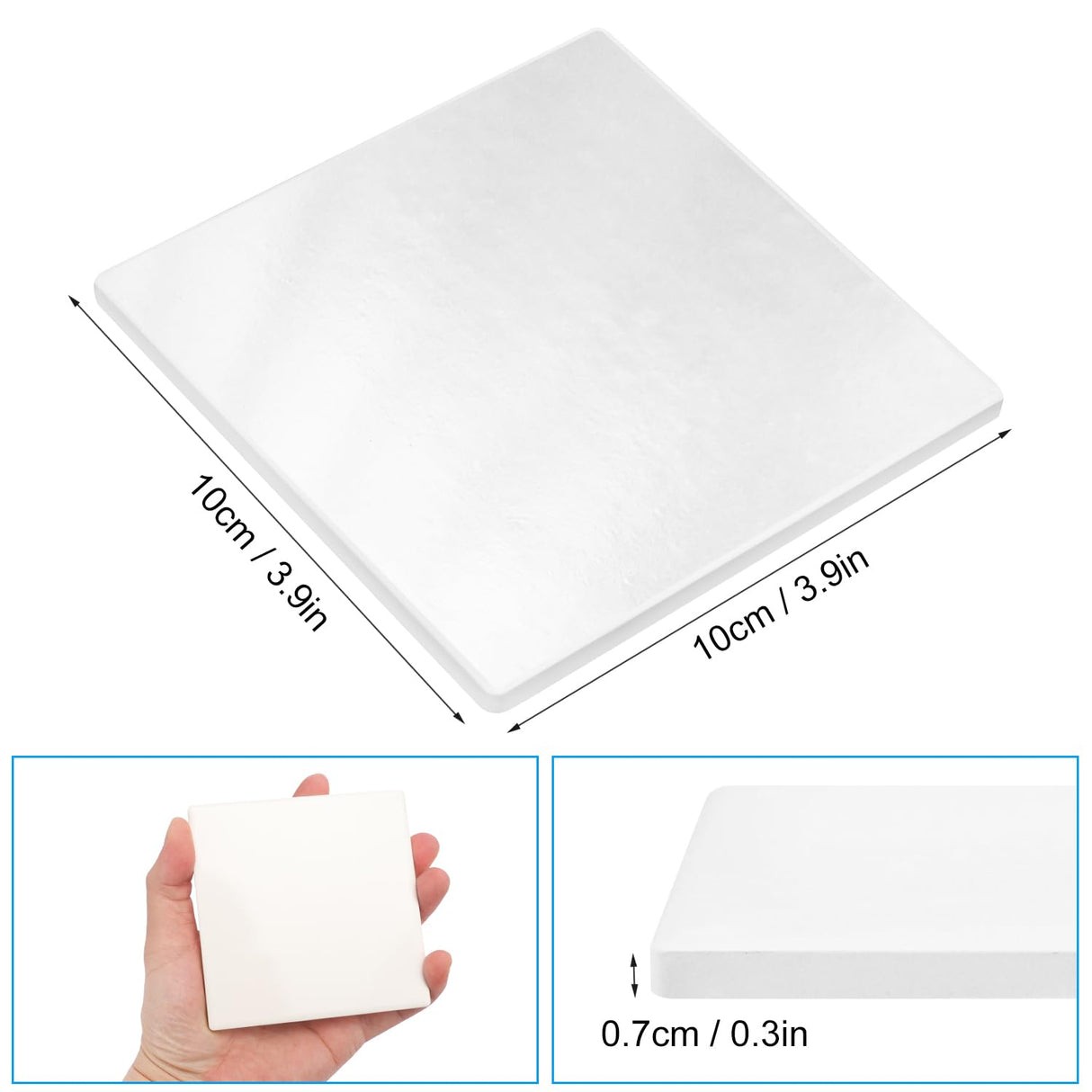 50 Pieces 4x4 Inch Sublimation Blank Ceramic Coasters, Glazed Ceramic Tiles Coasters, Ceramic Tiles with Cork Backing Pads for Painting, DIY Crafts, Mosaics, Square, Sublimation, White. by GNIEMCKIN GNIEMCKIN