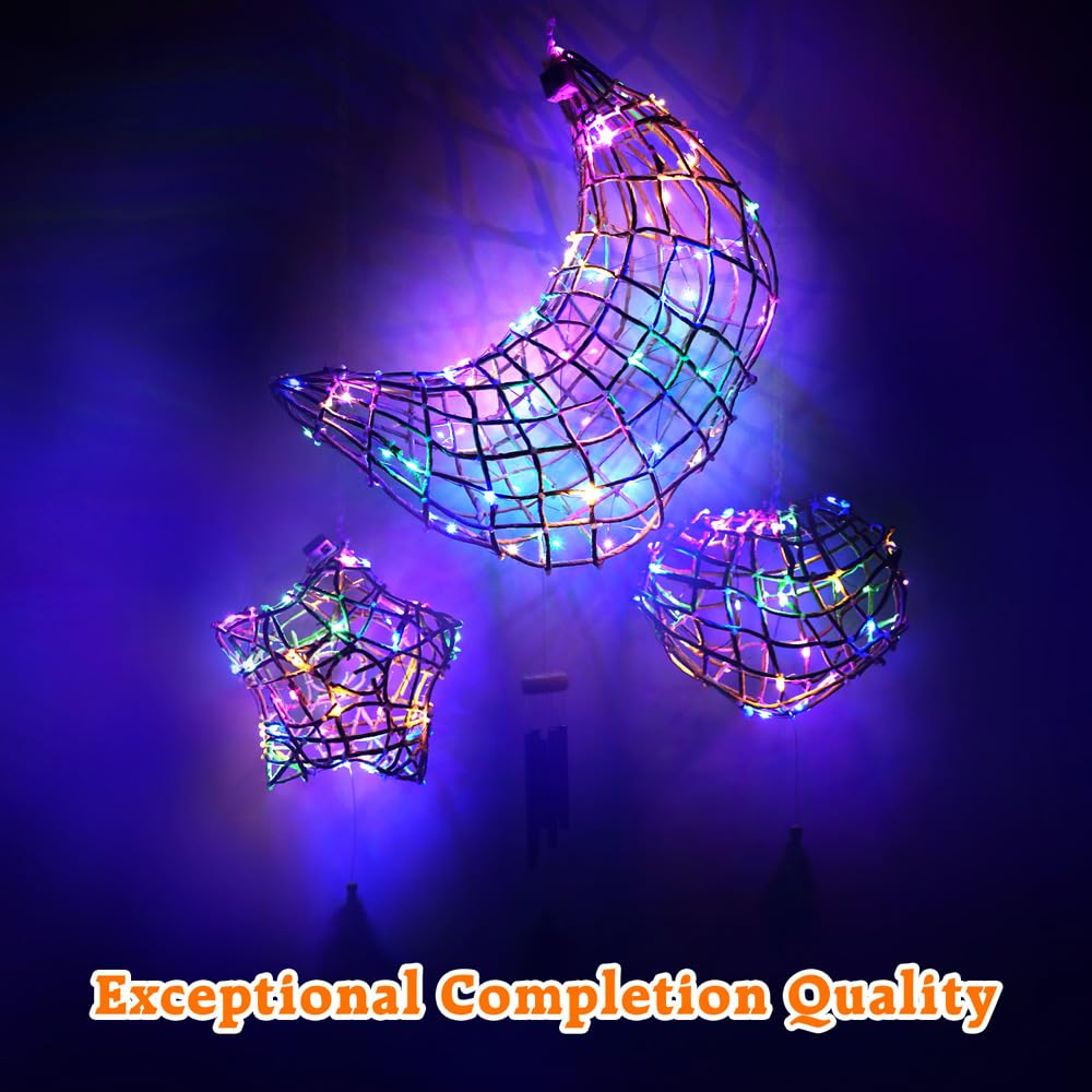 CHARTEKS 3D String Light Craft Kit with Paint for Kids, 3 Projects Pack String Art Kit with 60 LED Bulbs, Wind Chime, Arts and Crafts Set, Birthday Gifts for Girls and Boys Ages 8+ (Corn-Leaf String) CHARTEKS