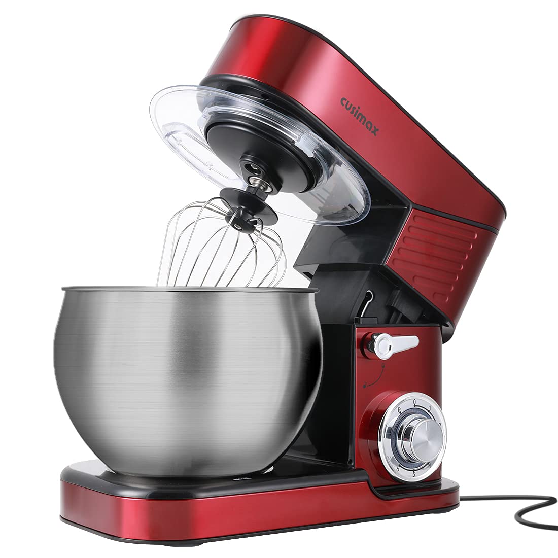 Stand Mixer, CUSIMAX 6.5QT Stainless Steel kitchen Electric Mixer 6-Speeds Tilt-Head Dough Mixers for Home Use with Dough Hook, Wire Whisk & Flat Beater, Splash Guard, Red CUSIMAX