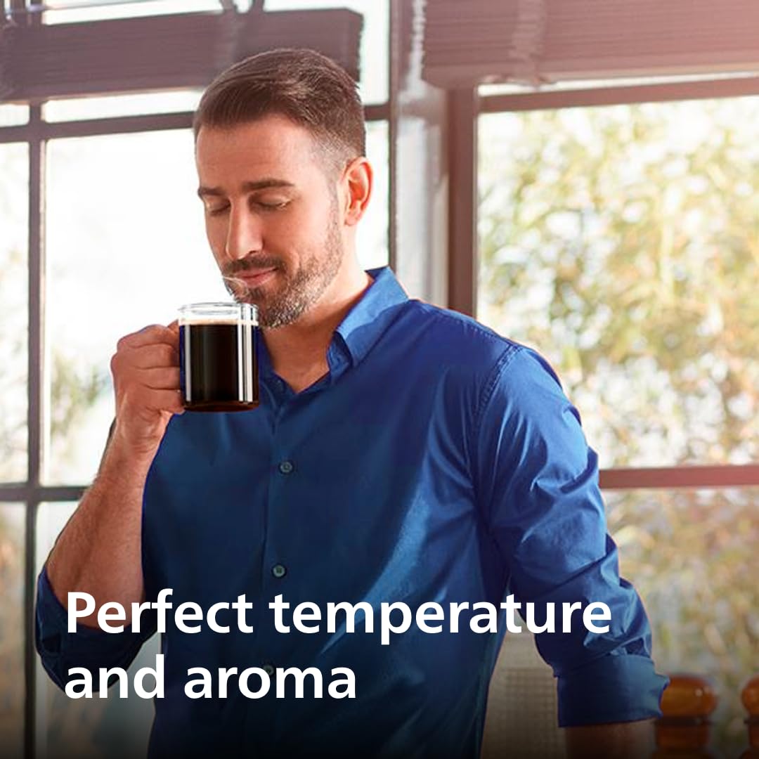 PHILIPS 2200 Series Fully Automatic Espresso Machine, Classic Milk Frother, 2 Coffee Varieties, Intuitive Touch Display, 100% Ceramic Grinder, AquaClean Filter, Aroma Seal, Black (EP2220/14) PHILIPS