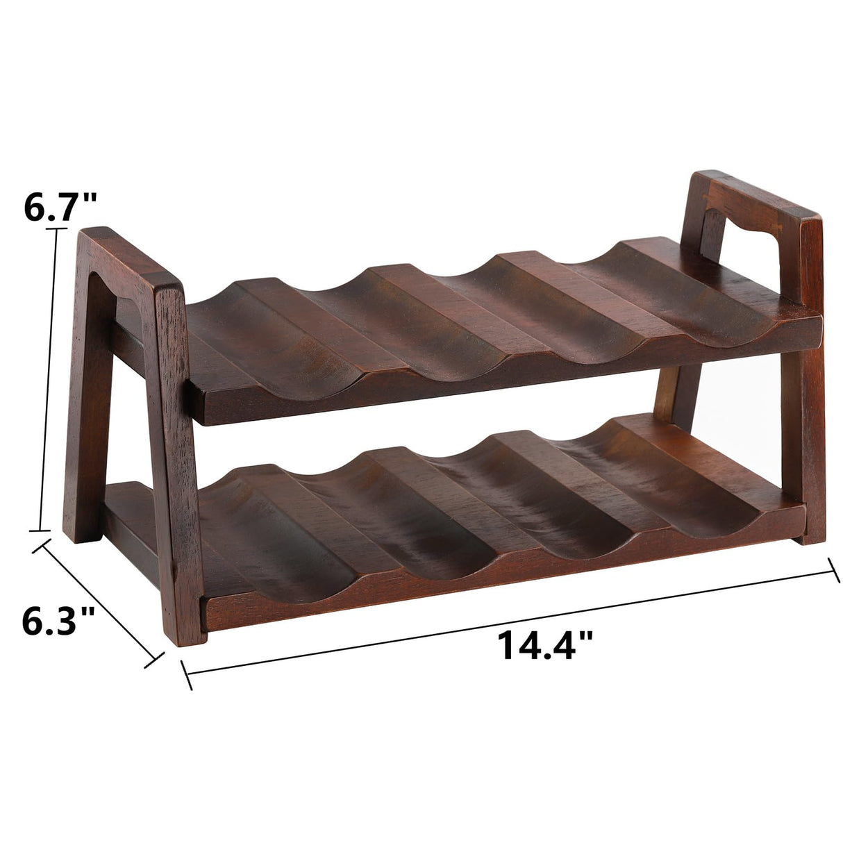 Peohud Acacia Wood Countertop Wine Rack, 8 Bottles Wooden Wine Holder Stand, 2 Tier Free Standing Wine Storage Display Shelf for Home Kitchen Bar Table Top Cabinet Pantry Wine Cellar Basement Peohud