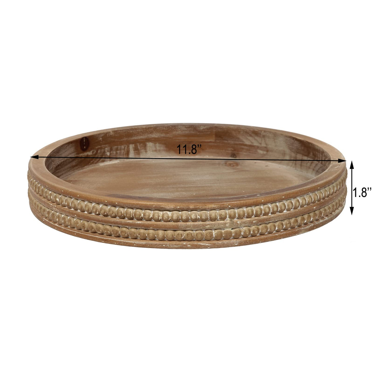 Carah & Cossh 12'' Round Wooden Tray, Whitewashed Round Decorative Wood Tray, Round Farmhouse Rustic Decorative Tray, Perfect for Storage and Display (Rustic Brown) Carah & Cossh
