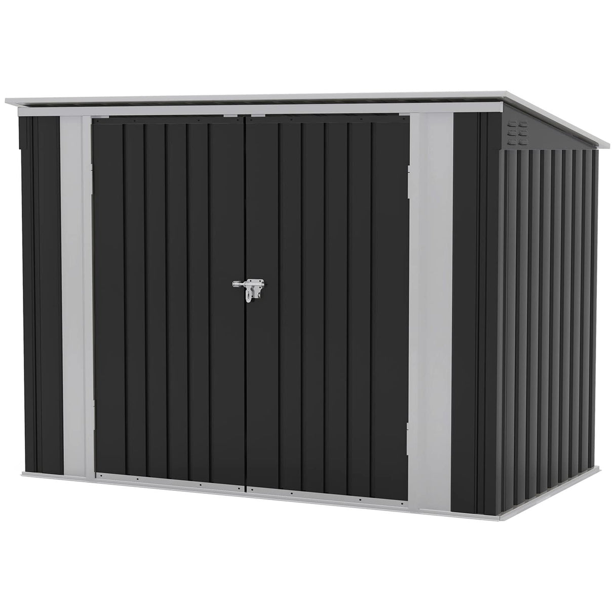 Patiowell 6 x 3 FT Horizontal Metal Shed, Outdoor Storage Shed with Double Lockable Doors and Easy Lift Hinges for Trash Cans, Garden Tools and Pool Accessories, Sloping Roof for Backyard Garden Lawn Patiowell