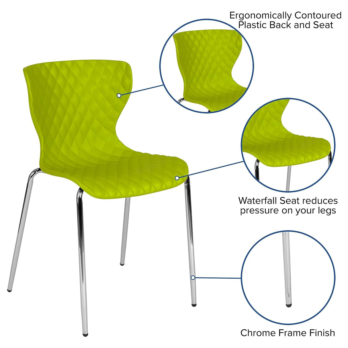 Flash Furniture Lowell Contemporary Design Citrus Green Plastic Stack Chair Flash Furniture