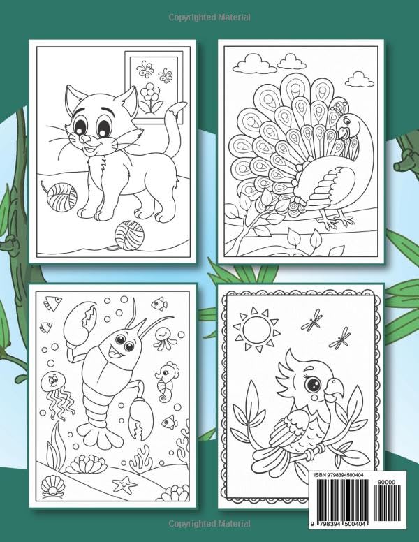 I Love Cute Animals Coloring Book for Kids: 50+ Super Fun and Easy Designs with Sloths, Llamas, Bears, Horses, Dolphins, Dogs, Cats, and More! WoodArtSupply