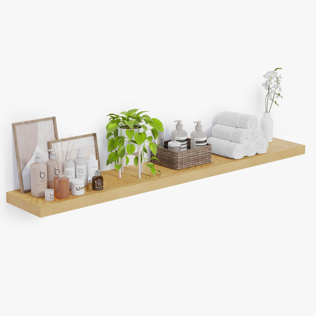 Heimlove 12 Inch Deep Floating Shelves, 48 x 12 inches Long Wall Shelf, Large Display Shelf & Storage Shelf, Rustic Wood Wall Shelves for Fireplace Mantel, Set of 1(Oak) Heimlove