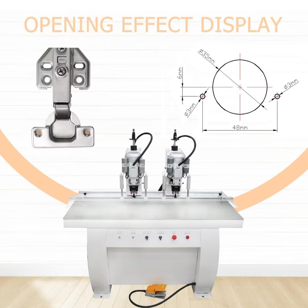 HayWHNKN Hinge Boring Machine Pneumatic Drill Press Machine Woodworking Hinge Drilling Machine Double Station 110V 1.5kw Woodworking Hole Drilling Puncher Equipment HayWHNKN