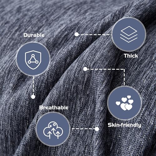 MEETSKY Washable Sofa Cover Navy Blue Sectional Couch Covers for 2 Cushion Couch Sofa Thick Universal Chenille Sofa Covers with Tassel Furniture Protector for Dogs, 71"x 102" MEETSKY