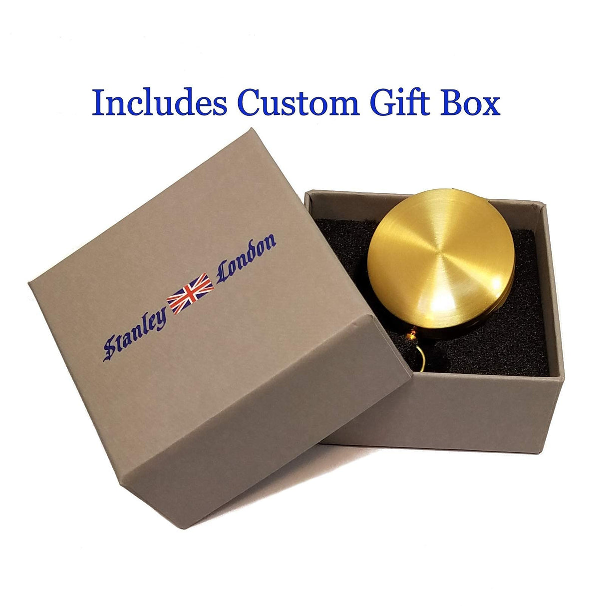 Glow in The Dark, Waterproof, Gold Brass Pocket Compass for Camping, Hiking, Wilderness Backpacking, Survival Gear Pack Orienteering Hunting Navigation Tool Gift for Kids, Adults (My Own Text) Stanley London