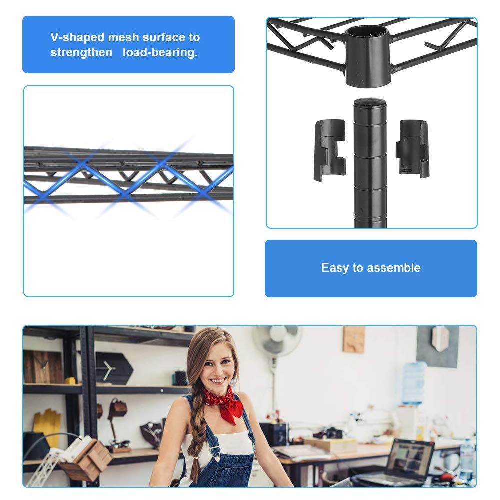 6 Shelf Wire Shelving Unit Garage Shelves Height Adjustable Heavy Duty Utility Rolling Steel Organizer Garage Storage Units, 1500lbs Storage Shelves Metal Rack NSF Metal Shelves for Garage Kitchen Payhere