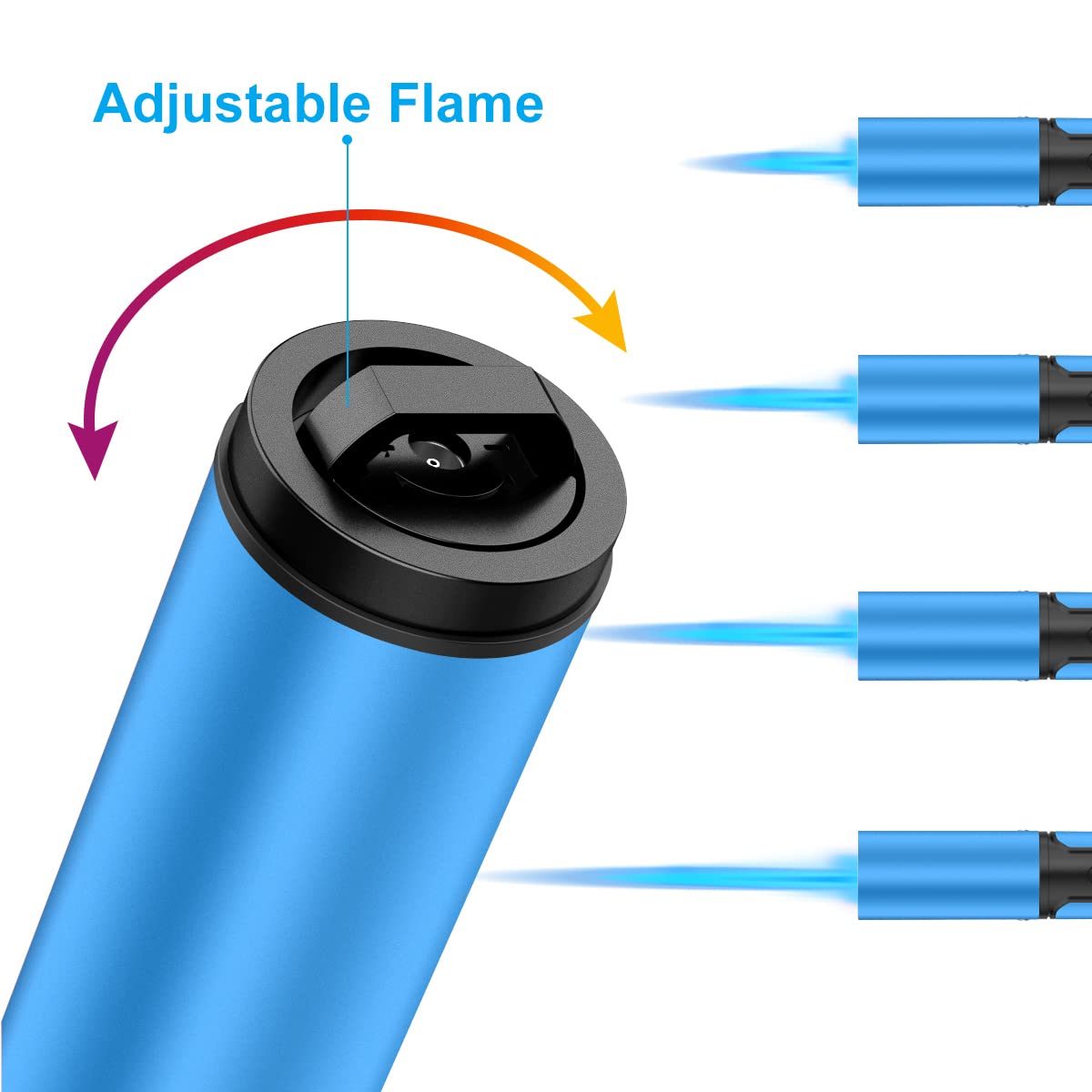 Torch Lighters 2 Pack Windproof Adjustable Jet Flame Butane Lighter, Refillable Gas Torch Lighter for Candles Grill BBQ Fireplaces Camping (Butane Not Included) TOPKAY