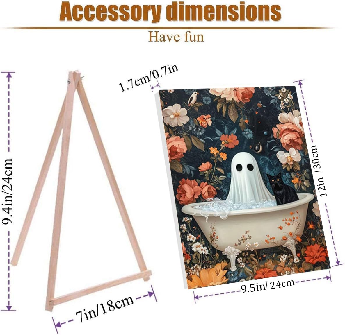 4 Pack Ghost Paint by Numbers Kit for Adults with Frame,Halloween Paint by Number with Wooden Easel DIY Landscape Adult Paint by Number Kits for Home Decor 9x12inch Kaixine