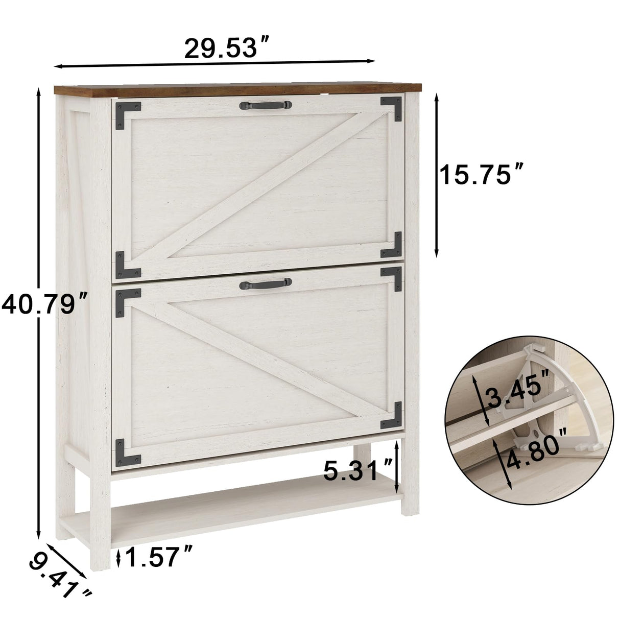 Halitaa Shoe Cabinet with 2 Flip Drawers, 5 Tier Farmhouse Shoe Storage Cabinet for Entryway, Narrow Slim Shoe Cabinet, Rustic White Freestanding Hidden Wooden Shoe Rack Cabinets Halitaa