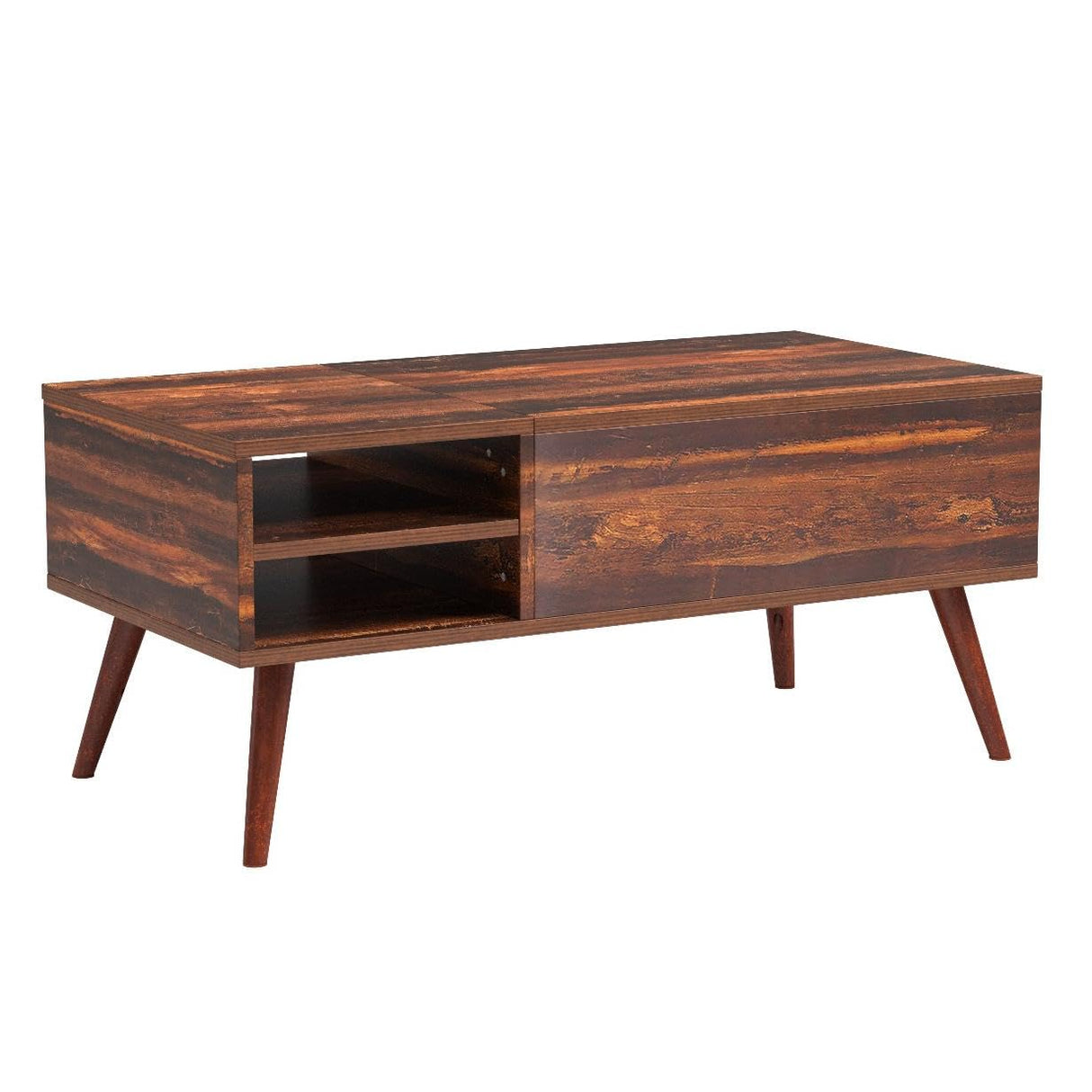 WLIVE Wood Lift Top Coffee Table with Hidden Compartment and Adjustable Storage Shelf, Lift Tabletop Dining Table for Home Living Room, Office, Rustic Oak WLIVE