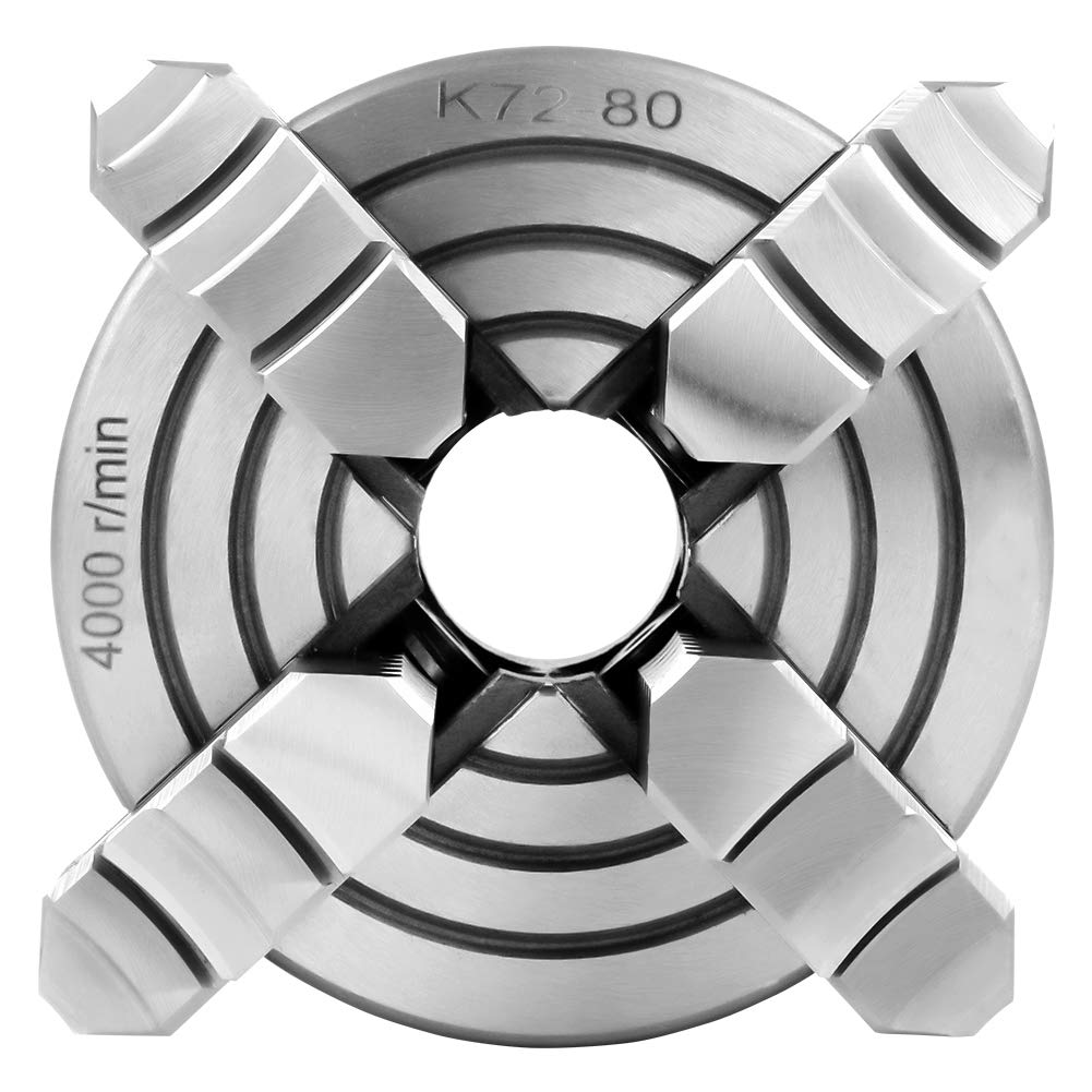 4-Jaw Metal Lathe Chuck, 3inch K72-80 4-Jaw Independent & Reversible Jaw Metal Lathe Chuck Turning Machine Accessories Vikye