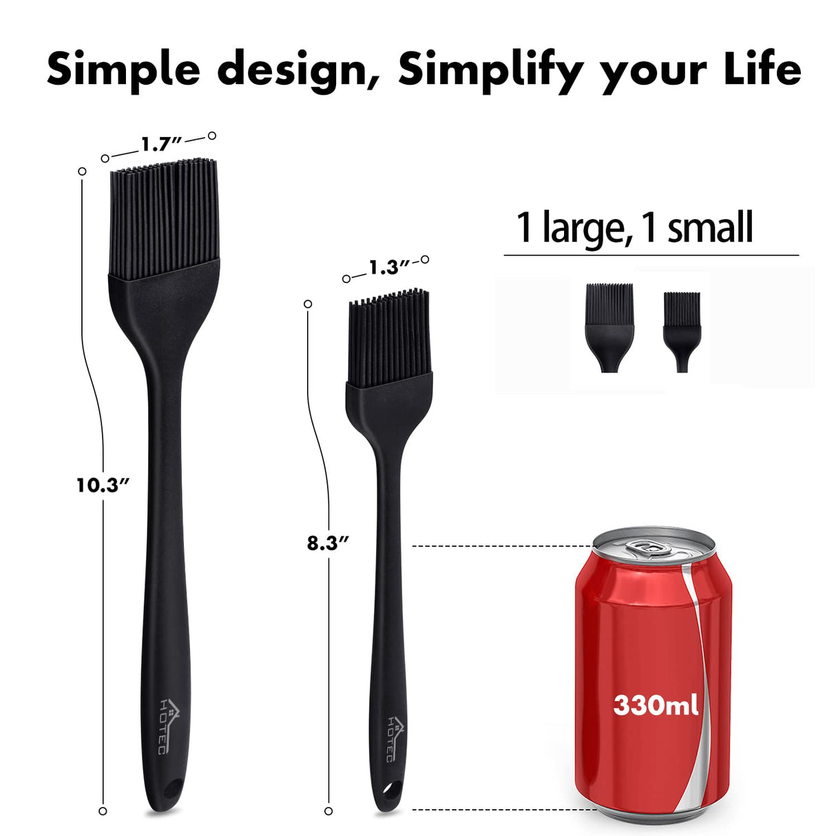 HOTEC Basting Brushes Silicone Heat Resistant Pastry Brushes Spread Oil Butter Sauce Marinades for BBQ Grill Barbecue Baking Kitchen Cooking BPA Free Dishwasher Safe (Black 2) HOTEC