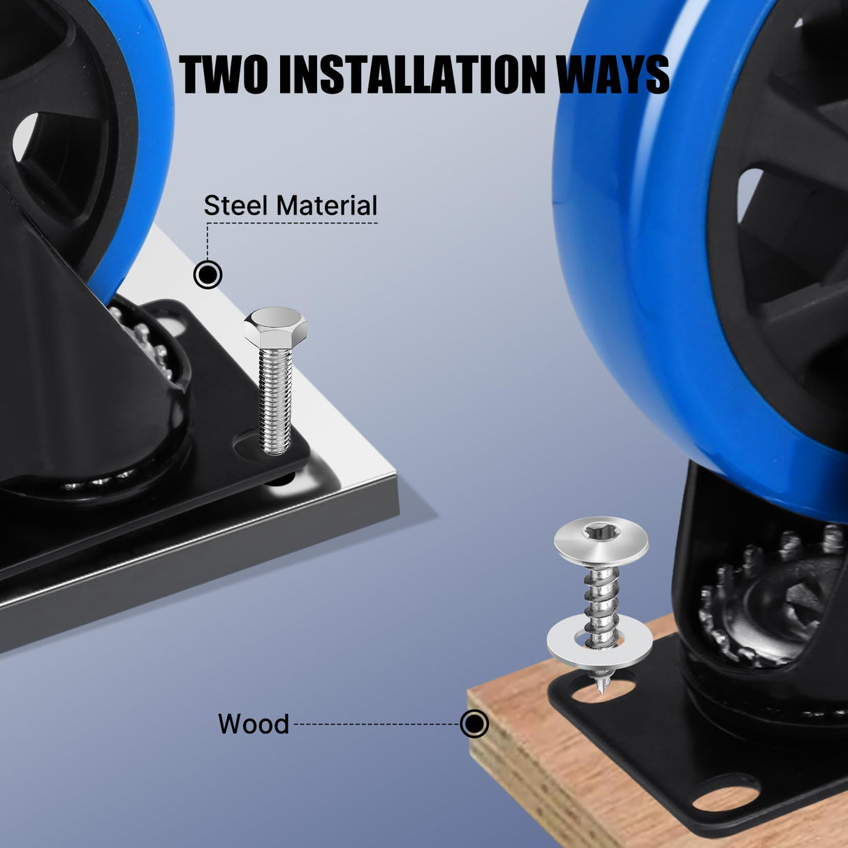 Humagineer 5 Inch Casters Wheel Set of 4, 2200 Lbs Heavy Duty Casters, Safety Locking Industrial Casters with Brake, No Noise Plate Wheels for Cart, Workbench, Furniture (Free Hardware Kits) Humagineer