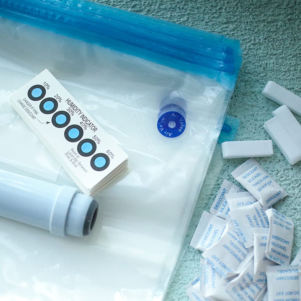 Lokkr 3D Printer Filament Storage Bag Kit Prevent and Monitor Moisture PLA Storage Dry Bags(12 x Vacuum Sealed Bags,1 x Hand Pump,20 x Desiccant,12 x Humidity Indicator Cards,4 x Sealing Clip),30x34cm Lokkr