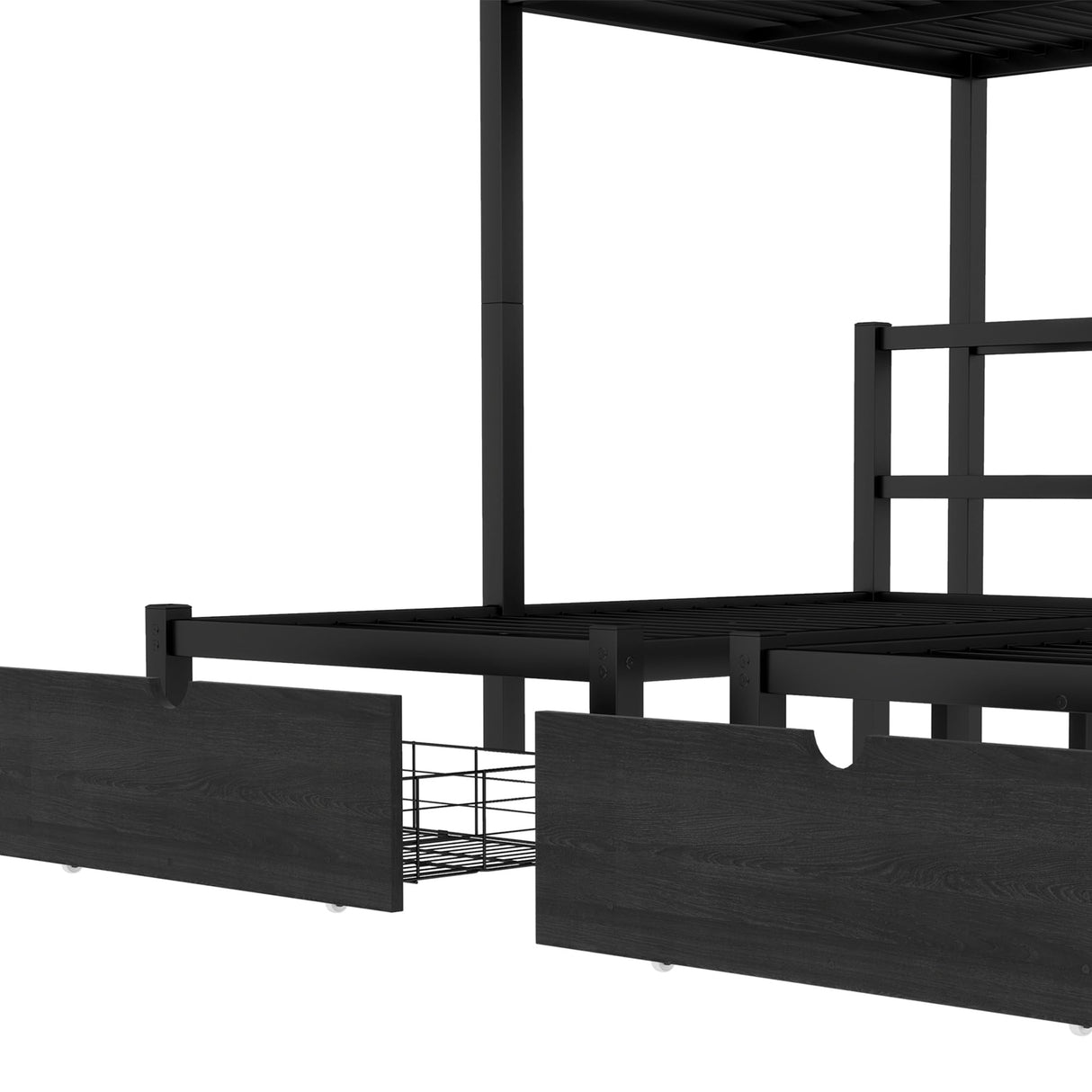 Harper & Bright Designs Triple Bunk Bed for Kids, Full XL Over Twin Over Twin Metal Bunk Beds with Drawers & 2 Shelves & USB, Triple Bunk Beds for Kids,Teens, Adults, Black Harper & Bright Designs