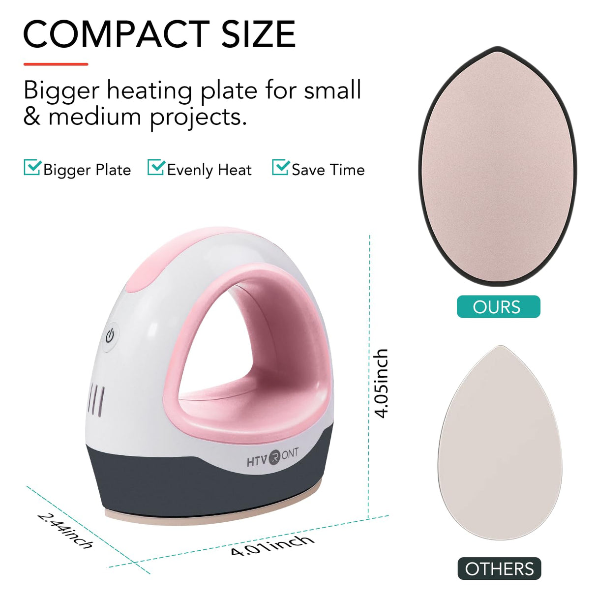 HTVRONT Heat Press Mini Iron for Crafting, Mini Heat Press Machine for T Shirts, Auto-Off Small Heat Press Portable Iron Press for Heating Transfer(Pink) HTVRONT