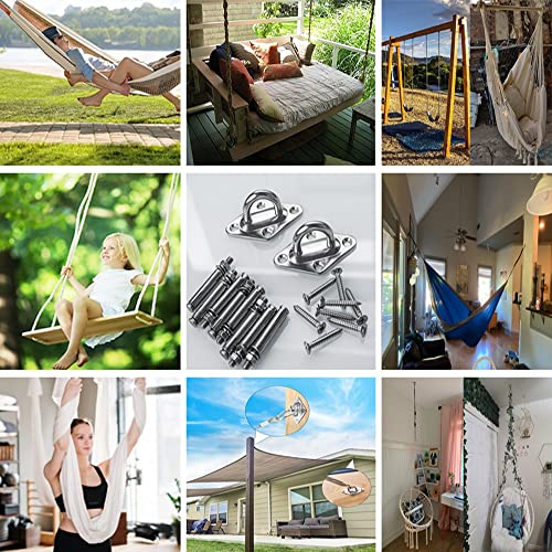 TooTaci 1000lb Capacity Hammock Hooks Heavy Duty, Hammock Hanging Kit with Screw Bolts, Stainless Steel Hammocks Wall Mount Kit, Ceiling Hook for Indoor Outdoor, Swing Chairs Hanging TooTaci