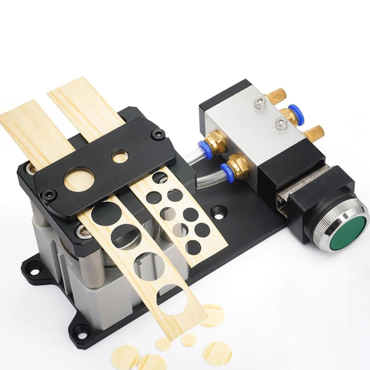 WIKINK Pneumatic Edge Bander Hole Guide Machine, Edge Banding Punching Hole Machine, 8mm& 15mm Hole Punch Tool, Aluminum Alloy 0.4‑0.6MPa for Woodworking Paper Craft Projects WIKINK