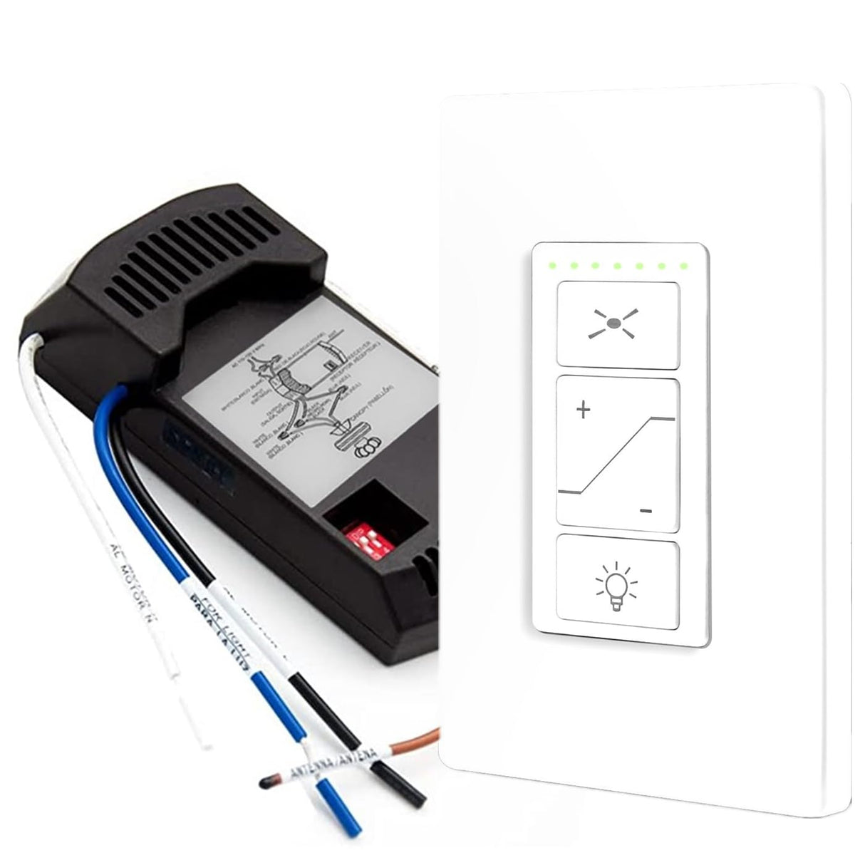 53T Universal Ceiling Fan Wall Remote Control and Receiver Kit, 3 Speed, Light Dimmer,Dip Switch Control Compatible with Hampton Bay Harbor Breeze Hunter(Wall Control Kit) 53T
