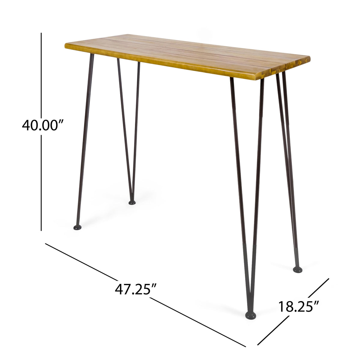 Christopher Knight Home Denali Outdoor Industrial Acacia Wood Bar Set with Finished Iron Frame, Teak Finish / Rustic Metal Christopher Knight Home