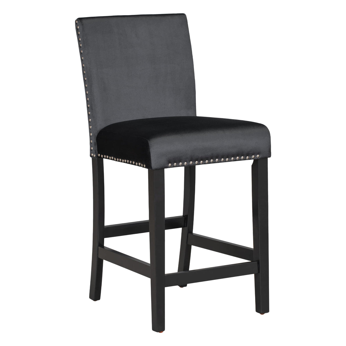 5 Piece Counter Height Dining Table Set with Square Faux Marble Table and 4 Upholstered Chairs, Solid Wood Kitchen Dining Table Set for Small Spaces, Family Kitchen and Dining Room.(Black) Bellemave