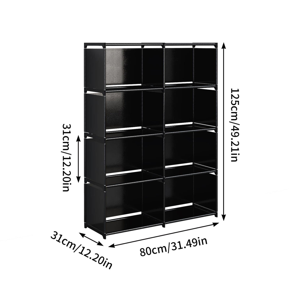 JIUYOTREE 5-Tiers Portable Bookshelf with Fabric Cloth at Back, 8 Cube Closet Storage Organizer Bookcase, Living Room,Study Room,Bedroom, Black JIUYOTREE