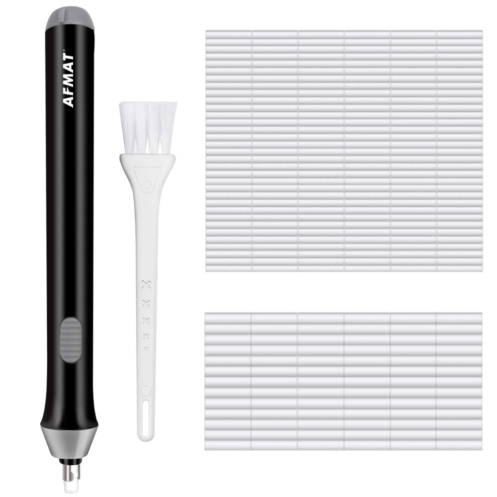 Battery Operated Pencil Eraser for Sketching Pencils/Drafting/Drawing/Graphite Pencils, Couture Creations Creative Detailer Tool, AFMAT Electric Eraser Kit for Artists, 140 Refills AFMAT
