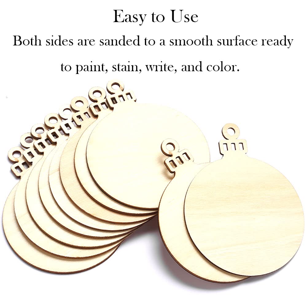 80pcs Natural Wood Slices, HOOMBOOM 3.5 Inch DIY Wooden Christmas Ornaments Unfinished Predrilled Wood Circles for Crafts Centerpieces Holiday Hanging Decorations HOOMBOOM