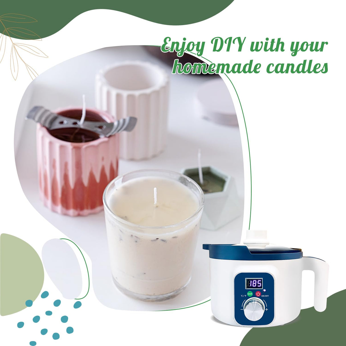 Soy Wax Candle Making Kit with Digital Wax Melter, Natural 4lb Soyawax for Candle Makingt to Make Your Own Candles Handnatur