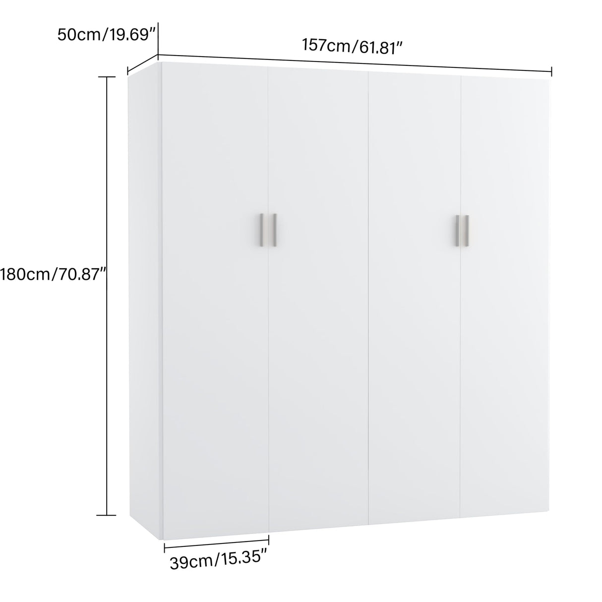 Panana Large Wardrobe Closet with Storage Shelves, 4 Door Armoires Wardrobe with 5 Shelves and 2 Hanging Rails for Bedroom Panana