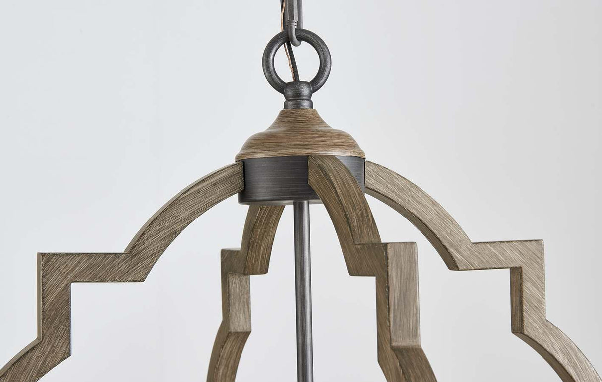 Saint Mossi 4-Lights Farmhouse Chandelier for Dining Room, Rustic Globe Black Chandeliers for Dinging Room, Orb Drum Chandeliers Light Fixtures, H22 x D20, Wood Grain Metal Frame SM Saint Mossi